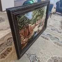 تابلو فرش با قاب چوبی منبت کاری