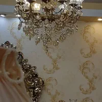 لوستر ۱۲ شاخه برنز ایتالیایی تمام کریستال شامپاینی