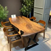 میز نهارخوری ۴ ۶ ۸ ۱۰ نفره چوبی اسلب / روستیک / 01