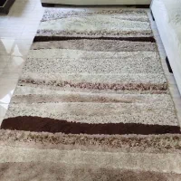 فرش طرح ماکارونی کرم قهوه ای با پادری