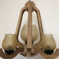 لوستر ۴ شعله چوب گردو نو آکبند