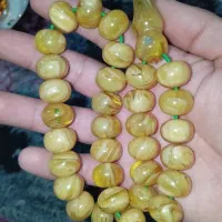 تسبیح کهربا دانه درشت مهرنقره925 استاد نظیر