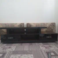 میز تلویزیون چوبی شیشه ای