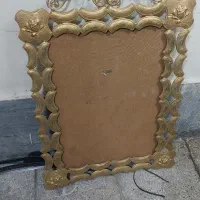 قاب اینه برنجی قدیمی با رویه اب طلا
