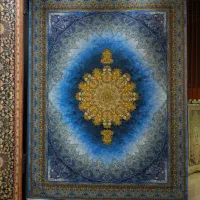فرش ۱۷۵۰شانه نخ ابریشم نما/کد۱۲۳۲رنگ سرخ ابی|فرش|شیراز, لاله|دیوار
