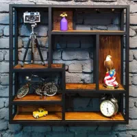 شلف ترکیب فلز و چوب|کتابخانه، شلف، قفسههای دیواری|رشت, حومه رشت|دیوار