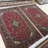 جفت قالیچه کرک کاشان مارک دار
