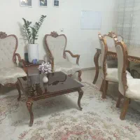 مبل استیل چوب راش ۹ نفره با غذا خوری ۶ نفره|مبلمان خانگی و میز عسلی|تهران, مجیدآباد|دیوار