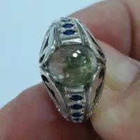 انگشتر نقره با نگین یاقوت تورمالین