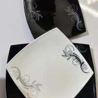 ست بشقاب و دیس سفید مشکی