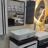 روـشــویی سفید مشکی طوسی رنگ‌چوب مدرن و خوش ساخت