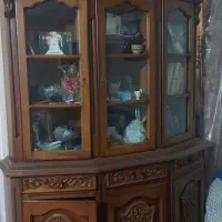 بوفه ویترین کمد با چوب گردو