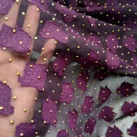 آگهی فروش پارچه حریر نگین‌دار بنفش