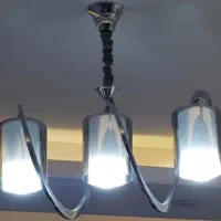 لوستر سه شعله مدل فنری استیل|لوستر و چراغ آویز|تهران, هفده شهریور|دیوار