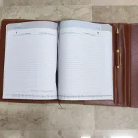 سررسید چرمی شیک با جلد و خودکار و جاکارتی