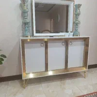 کنسول هایگلاس سفید طلایی