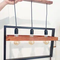 لوستر چوبی سه شعله|لوستر و چراغ آویز|رشت, حافظ آباد|دیوار