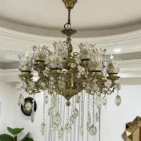 یک جفت لوستر برنز نو با دوعدد شمعدان ست بسیار زیبا