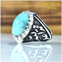 انگشتر فیروزه نیشابوری اصل مردانه  رکاب دستساز