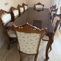 مبلمان سلطنتی ۹ نفره + ناهارخوری ۱۰ نفره چوب گردو|مبلمان خانگی و میز عسلی|اصفهان, کوی امام|دیوار