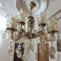 لوستر برنجی اصلی پنج شاخه ده شعله