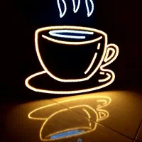 تابلو ال ای دی طرح فنجان قهوه کافی اسپرسو نئون