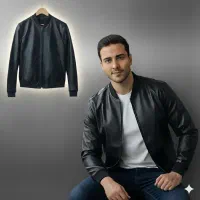 کاپشن مردانه چرم مدل UrbanStrike/خوشفرم و شیک