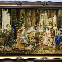 تابلو فرش پیانو زن ۱۰۰*۱۵۰