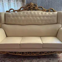 مبلمان سلطنتی کرمی رنگ 7نفره با چرم ایتالیا|مبلمان خانگی و میز عسلی|تهران, جمال‌زاده|دیوار