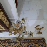لوستر برنجی ۸ شعله ودیوار کوب ولوستر طلایی|لوستر و چراغ آویز|هشتگرد, فاز ۷ مهستان|دیوار