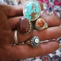 انگشتر باباغوری فیروزه  عقیق