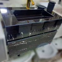 روشویی مشکی با کابینت مشکی سفید