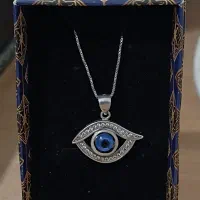 پلاک زنجیر چشم نظر نقره
