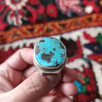 انگشتر زنده فیروزه.کهنه.دست ساز
