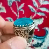 انگشتر  نقره نگین عقیق ابی