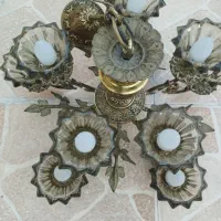 لوستر برنجی اصل قدیمی ۱۰ شعله|لوستر و چراغ آویز|بروجرد, |دیوار