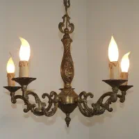 ۴ عدد لوستر برنج برنجی قدیمی|لوستر و چراغ آویز|سمیرم, |دیوار