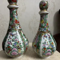 دو عدد تنگ مرغی طلا کاری سالم قدیمی