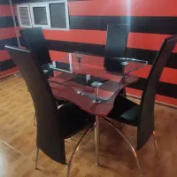 میز ناهار خوری چهار نفره چرم و استیل|میز و صندلی غذاخوری|شهرضا, |دیوار