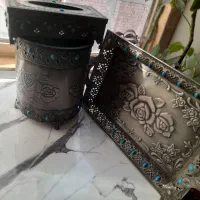 جا دستمال کاغذی ، سطل آشغال،  سینی سیلور