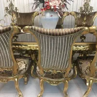 میز غذاخوری پارچه ایتالیا با ورق طلا