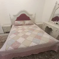 سرویس خواب دونفره با دراور رنگ صدفی