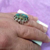 دو عدد انگشتر نقره قدیمی بانگین فیروزه اصل|جواهرات|شیراز, محراب|دیوار