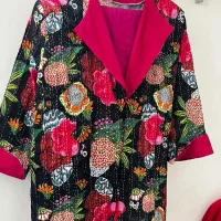 مانتو ژاکارد آبی و سرخابی کوک دوزی|لباس|مشهد, آبادگران|دیوار