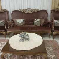 مبل نه نفره شزلون دار  همراه میز ناهار خوری 6نفره