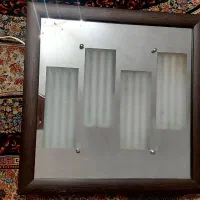 چراغ روشنایی آئینه ای  دور چوبی  ۴ عدد با ۱۶ لامپ|لوستر و چراغ آویز|پردیس, فاز ۲|دیوار