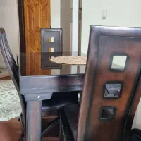 میز نهار خوری چهارنفره چوب|میز و صندلی غذاخوری|کیش, |دیوار