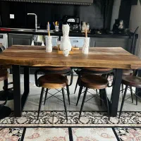 میز ۶نفره لبه طبیعی تمام چوب گردو روستیک|میز و صندلی غذاخوری|تهران, دریاچه شهدای خلیج فارس|دیوار