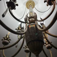 لوستر برنز و‌سنگی آنتیک|لوستر و چراغ آویز|ری, هاشم‌آباد|دیوار