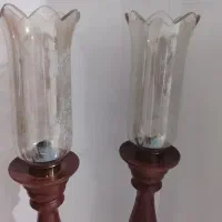 شمعدان دو عدد چوب نو|لوستر و چراغ آویز|محمدیه-قزوین, |دیوار